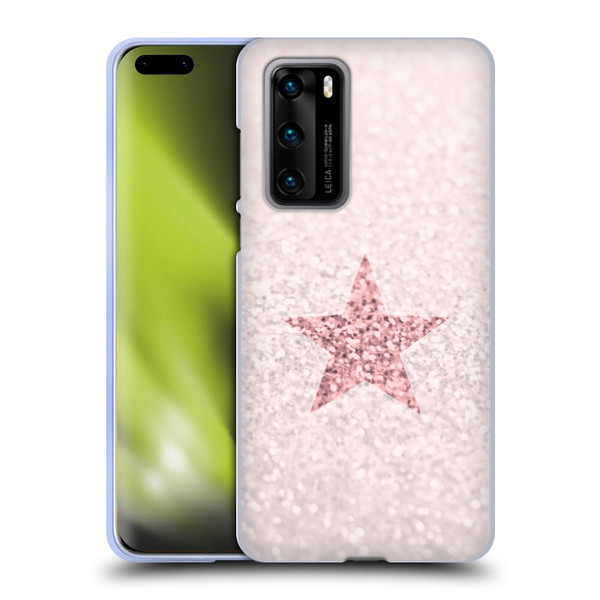 Monika Strigel Glitter Star Pastel Rose Pink Soft Gel Case for Huawei P40 5G