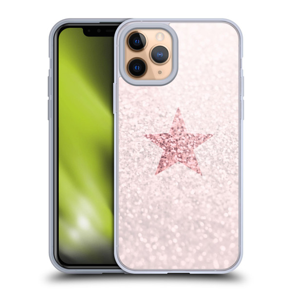 Monika Strigel Glitter Star Pastel Rose Pink Soft Gel Case for Apple iPhone 11 Pro