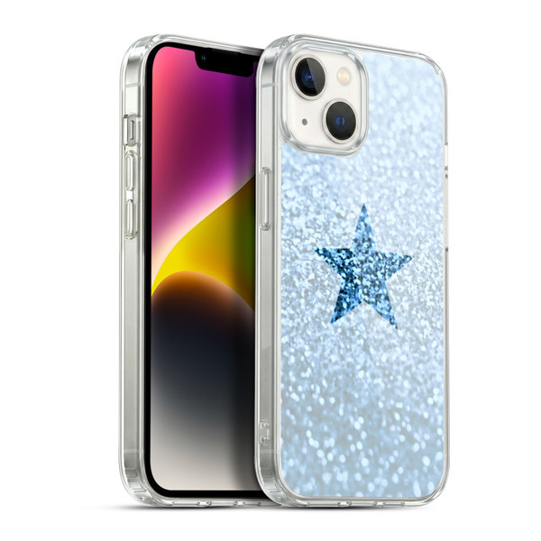 Monika Strigel Glitter Star Pastel Rainy Blue Soft Gel Case for Apple iPhone 14 Plus & MagSafe