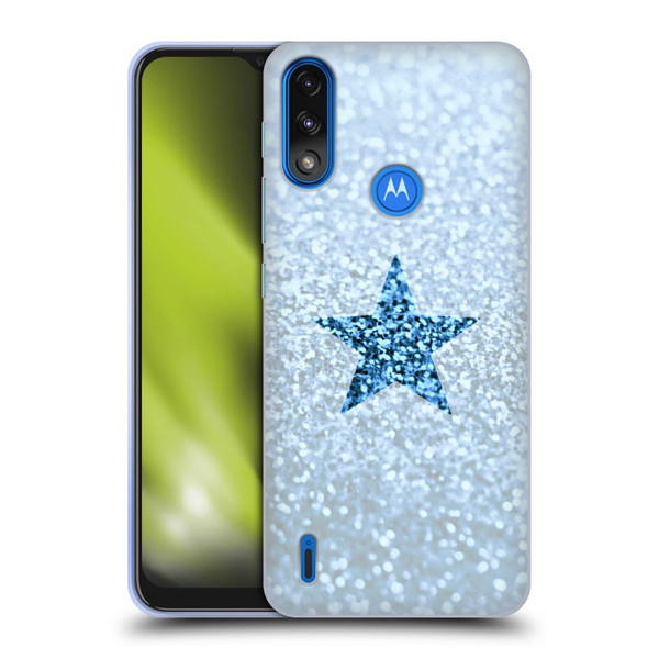 Monika Strigel Glitter Star Pastel Rainy Blue Soft Gel Case for Motorola Moto E7 Power / Moto E7i Power