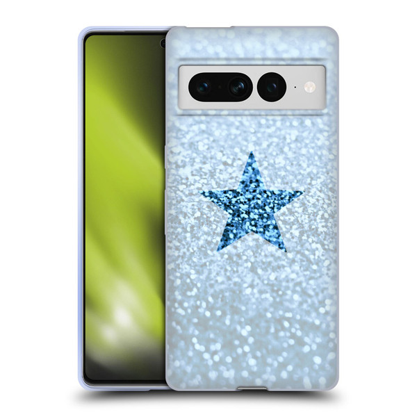 Monika Strigel Glitter Star Pastel Rainy Blue Soft Gel Case for Google Pixel 7 Pro