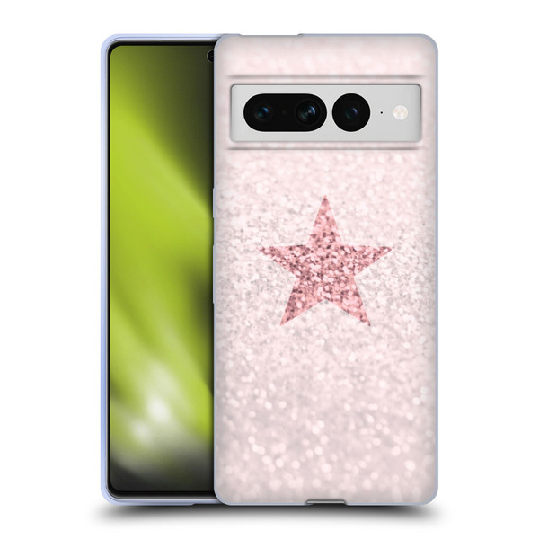 Monika Strigel Glitter Star Pastel Rose Pink Soft Gel Case for Google Pixel 7 Pro