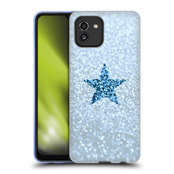 Monika Strigel Glitter Star Pastel Rainy Blue Soft Gel Case for Samsung Galaxy A03 (2021)