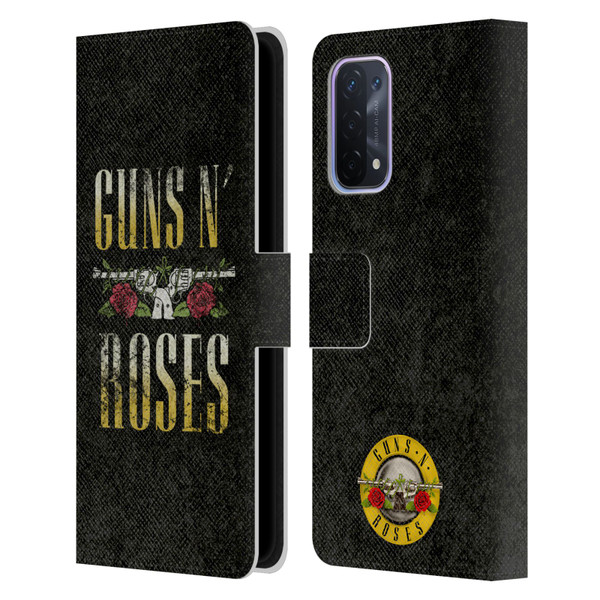 Guns N' Roses Key Art Text Logo Pistol Leather Book Wallet Case Cover For OPPO A54 5G