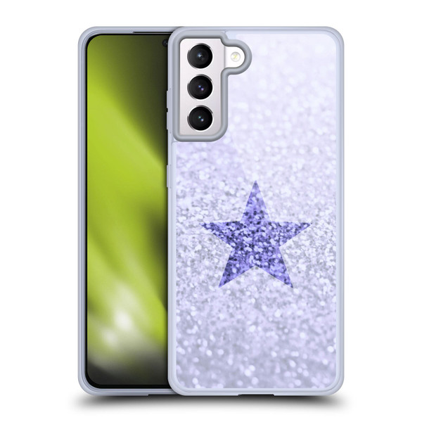 Monika Strigel Glitter Star Pastel Lilac Soft Gel Case for Samsung Galaxy S21+ 5G