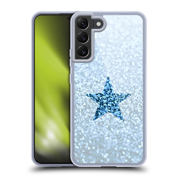 Monika Strigel Glitter Star Pastel Rainy Blue Soft Gel Case for Samsung Galaxy S22+ 5G
