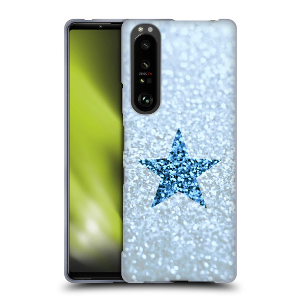 Monika Strigel Glitter Star Pastel Rainy Blue Soft Gel Case for Sony Xperia 1 III