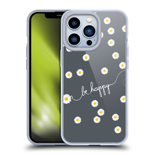 Monika Strigel Happy Daisy Grey Soft Gel Case for Apple iPhone 13 Pro