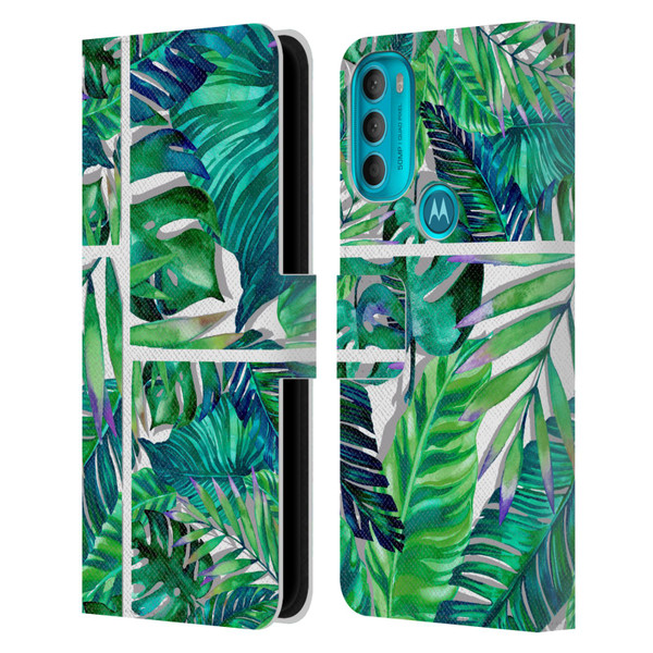 Mark Ashkenazi Banana Life Tropical Green Leather Book Wallet Case Cover For Motorola Moto G71 5G