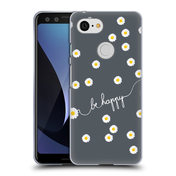 Monika Strigel Happy Daisy Grey Soft Gel Case for Google Pixel 3