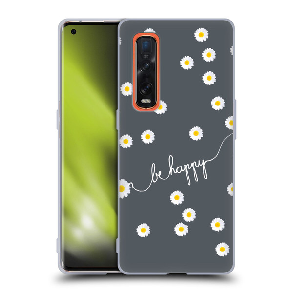 Monika Strigel Happy Daisy Grey Soft Gel Case for OPPO Find X2 Pro 5G