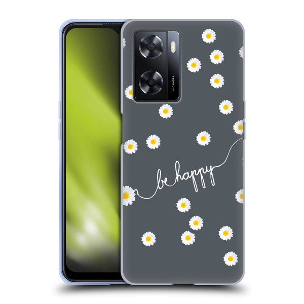 Monika Strigel Happy Daisy Grey Soft Gel Case for OPPO A57s
