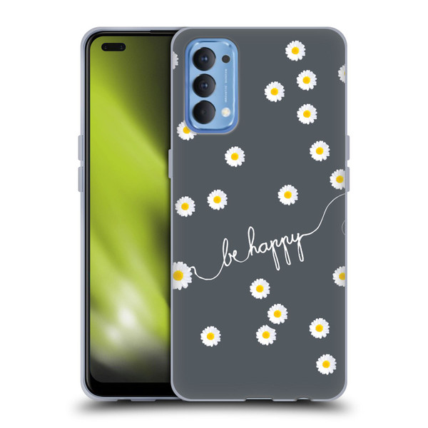 Monika Strigel Happy Daisy Grey Soft Gel Case for OPPO Reno 4 5G