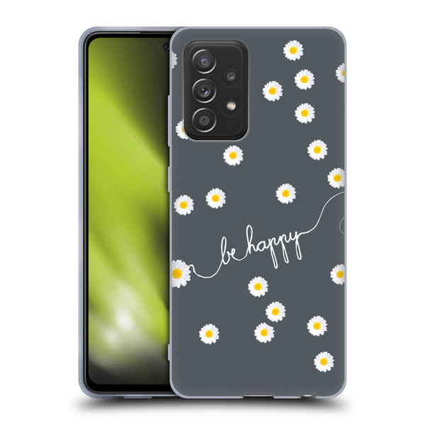 Monika Strigel Happy Daisy Grey Soft Gel Case for Samsung Galaxy A52 / A52s / 5G (2021)