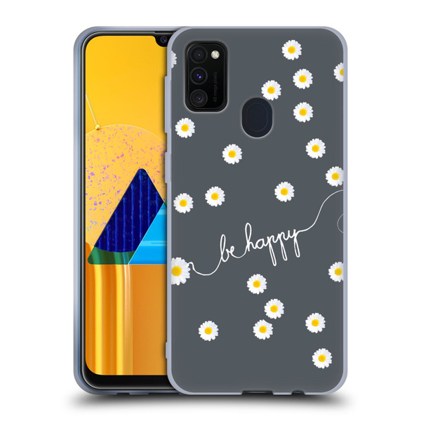 Monika Strigel Happy Daisy Grey Soft Gel Case for Samsung Galaxy M30s (2019)/M21 (2020)