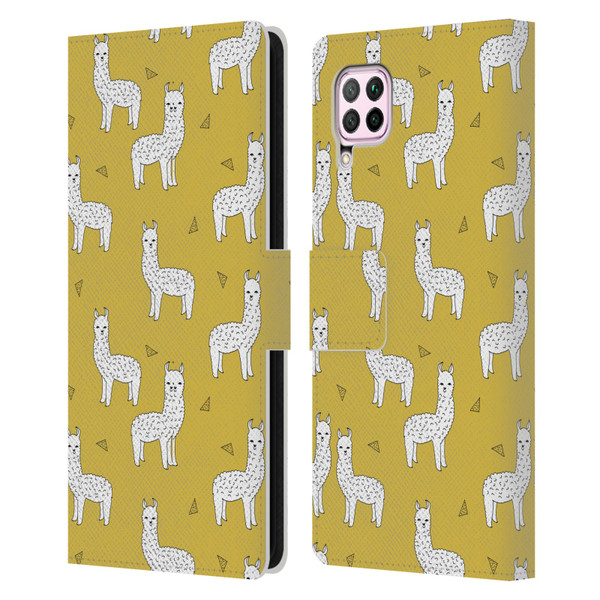 Andrea Lauren Design Animals Llama Leather Book Wallet Case Cover For Huawei Nova 6 SE / P40 Lite