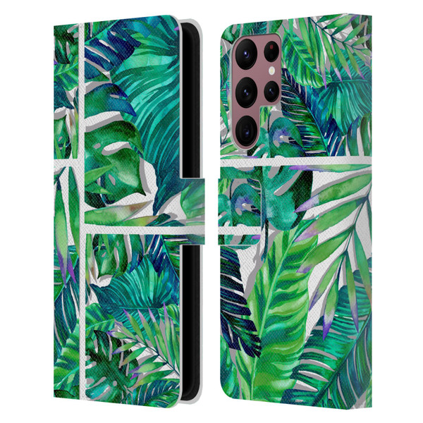 Mark Ashkenazi Banana Life Tropical Green Leather Book Wallet Case Cover For Samsung Galaxy S22 Ultra 5G