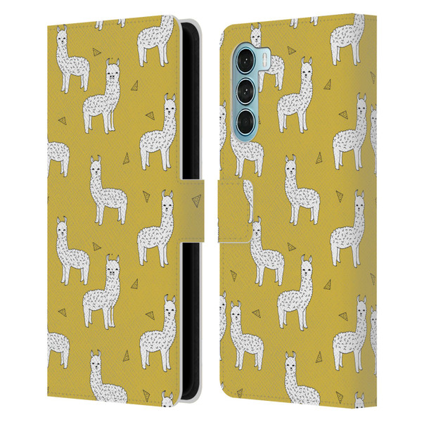 Andrea Lauren Design Animals Llama Leather Book Wallet Case Cover For Motorola Edge S30 / Moto G200 5G