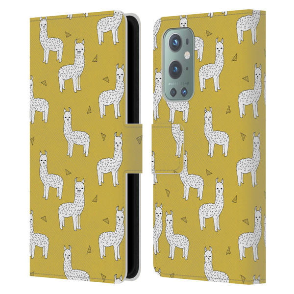 Andrea Lauren Design Animals Llama Leather Book Wallet Case Cover For OnePlus 9