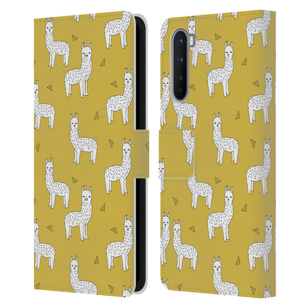 Andrea Lauren Design Animals Llama Leather Book Wallet Case Cover For OnePlus Nord 5G