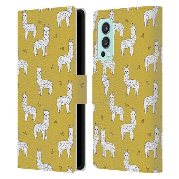 Andrea Lauren Design Animals Llama Leather Book Wallet Case Cover For OnePlus Nord 2 5G