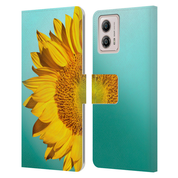 Mark Ashkenazi Florals Sunflowers Leather Book Wallet Case Cover For Motorola Moto G53 5G