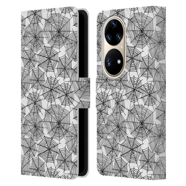 Andrea Lauren Design Assorted Spider Webs Leather Book Wallet Case Cover For Huawei P50 Pro
