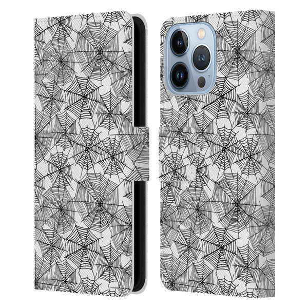 Andrea Lauren Design Assorted Spider Webs Leather Book Wallet Case Cover For Apple iPhone 13 Pro