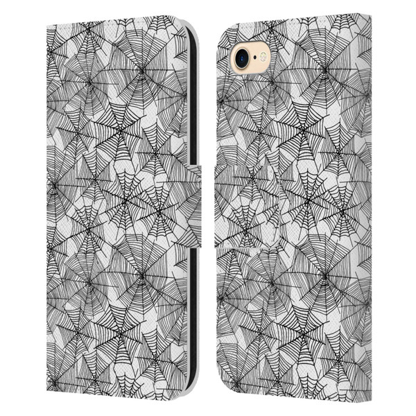 Andrea Lauren Design Assorted Spider Webs Leather Book Wallet Case Cover For Apple iPhone 7 / 8 / SE 2020 & 2022