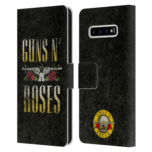 Guns N' Roses Key Art Text Logo Pistol Leather Book Wallet Case Cover For Samsung Galaxy S10+ / S10 Plus