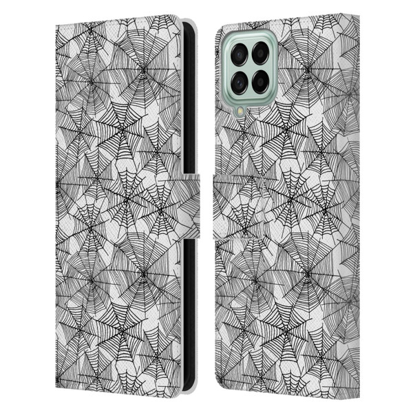 Andrea Lauren Design Assorted Spider Webs Leather Book Wallet Case Cover For Samsung Galaxy M33 (2022)