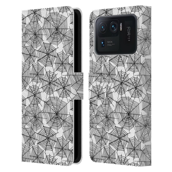 Andrea Lauren Design Assorted Spider Webs Leather Book Wallet Case Cover For Xiaomi Mi 11 Ultra