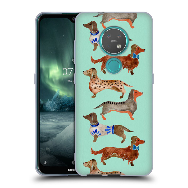 Cat Coquillette Animals Blue Dachshunds Soft Gel Case for Nokia 6.2 / 7.2