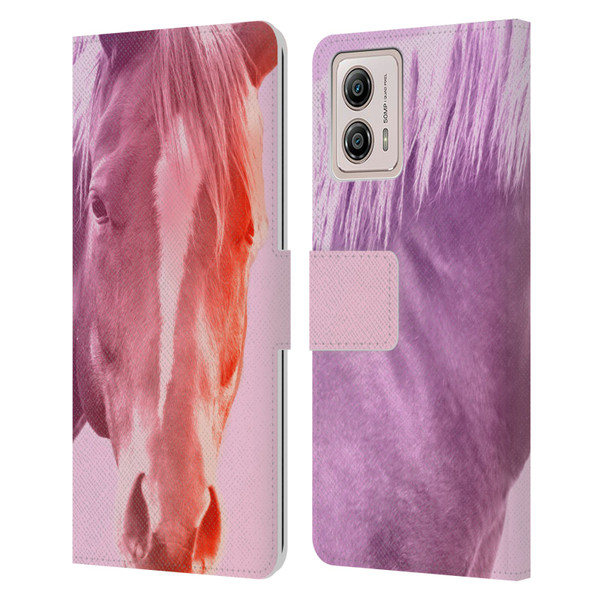 Mark Ashkenazi Pastel Potraits Horse Leather Book Wallet Case Cover For Motorola Moto G53 5G