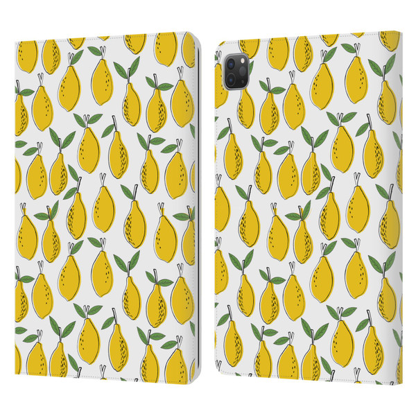 Andrea Lauren Design Food Pattern Lemons Leather Book Wallet Case Cover For Apple iPad Pro 11 2020 / 2021 / 2022