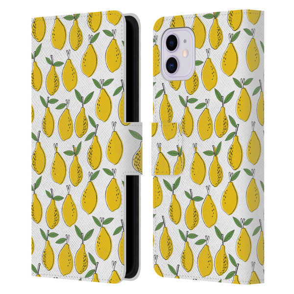 Andrea Lauren Design Food Pattern Lemons Leather Book Wallet Case Cover For Apple iPhone 11