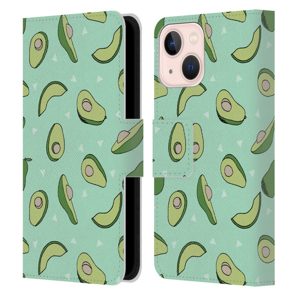 Andrea Lauren Design Food Pattern Avocado Leather Book Wallet Case Cover For Apple iPhone 13 Mini