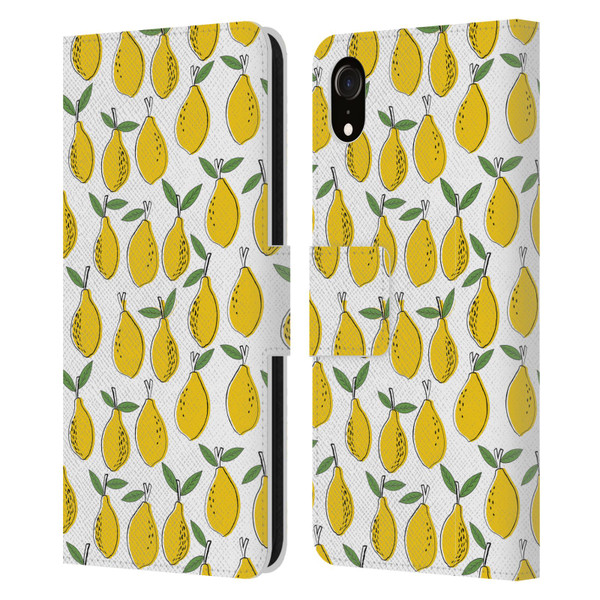 Andrea Lauren Design Food Pattern Lemons Leather Book Wallet Case Cover For Apple iPhone XR