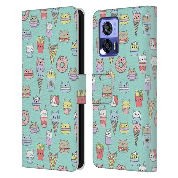 Andrea Lauren Design Food Pattern Catfood Leather Book Wallet Case Cover For Motorola Edge 30 Neo 5G