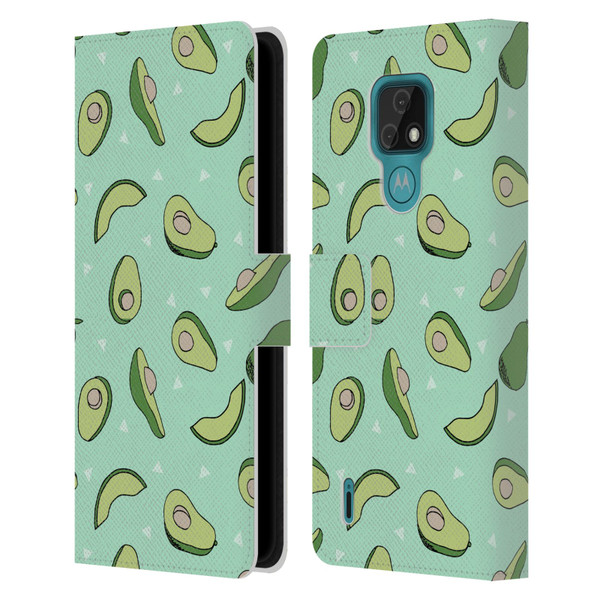 Andrea Lauren Design Food Pattern Avocado Leather Book Wallet Case Cover For Motorola Moto E7