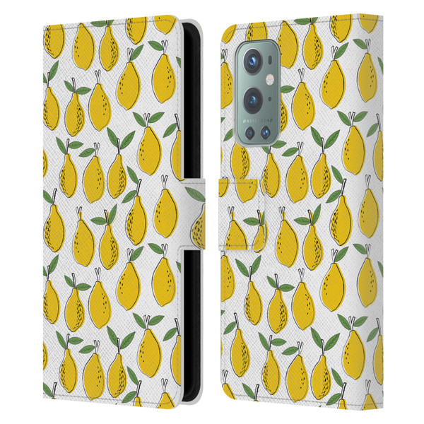 Andrea Lauren Design Food Pattern Lemons Leather Book Wallet Case Cover For OnePlus 9