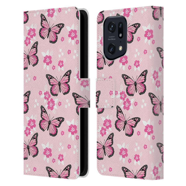 Andrea Lauren Design Lady Like Butterfly Leather Book Wallet Case Cover For OPPO Find X5 Pro