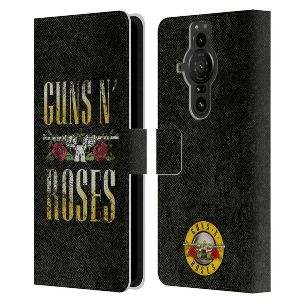 Guns N' Roses Key Art Text Logo Pistol Leather Book Wallet Case Cover For Sony Xperia Pro-I