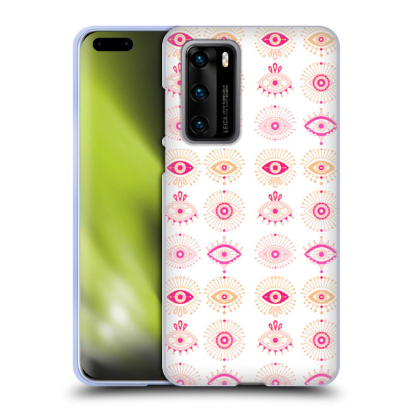 Cat Coquillette Linear Pink Evil Eyes Soft Gel Case for Huawei P40 5G