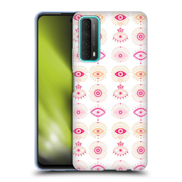 Cat Coquillette Linear Pink Evil Eyes Soft Gel Case for Huawei P Smart (2021)