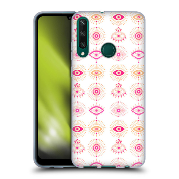 Cat Coquillette Linear Pink Evil Eyes Soft Gel Case for Huawei Y6p
