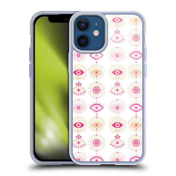 Cat Coquillette Linear Pink Evil Eyes Soft Gel Case for Apple iPhone 12 Mini