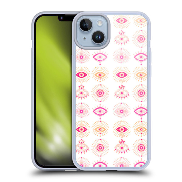 Cat Coquillette Linear Pink Evil Eyes Soft Gel Case for Apple iPhone 14 Plus