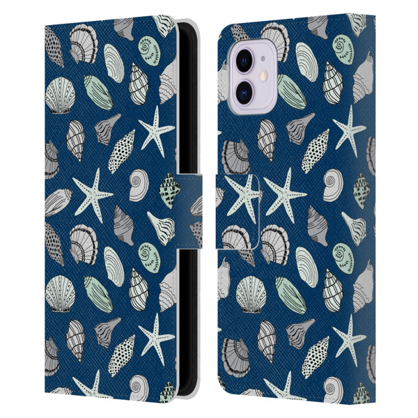 Andrea Lauren Design Sea Animals Shells Leather Book Wallet Case Cover For Apple iPhone 11