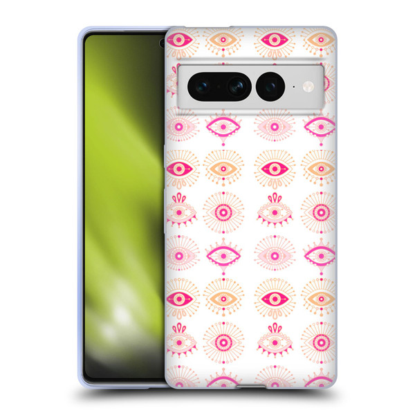 Cat Coquillette Linear Pink Evil Eyes Soft Gel Case for Google Pixel 7 Pro